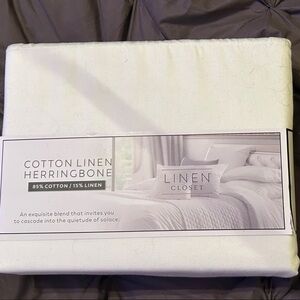 Cotton Linen Bedding Set - White